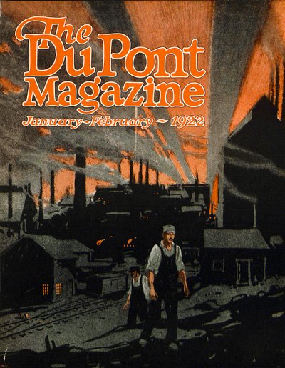 Raising a Railroad Bridge with Dynamite, forside af DuPont Magazine, januar-februar 1922 af American School