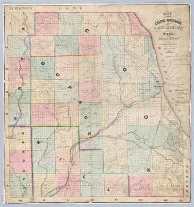 Rees-kort over Cook og DuPage Counties af American School