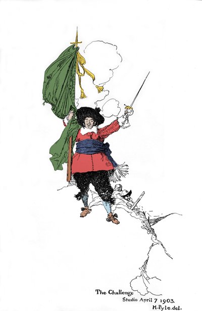 Repræsentation af en pirat, der kaster en udfordring - I "" Book of pirates Buccaneers and Marooners of the Spanish Main"" af Howard Pyle (1853 - 1911), amerikansk illustrator - 1903 af American School