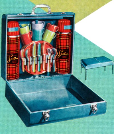 Bærbart retro-picnicsæt af American School