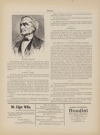 Robert Houdin, Annoncer af American School