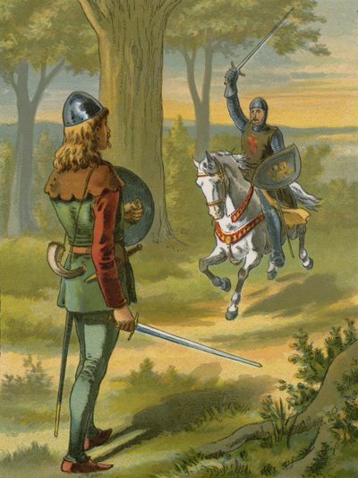 Robin Hood stops the knight in black armour  af American School