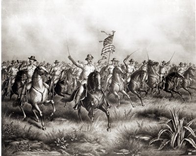 Rough Riders: Oberst Theodore Roosevelt, amerikansk kommandør ved San Juan Hill, Santiago, Cuba, 1898 af American School
