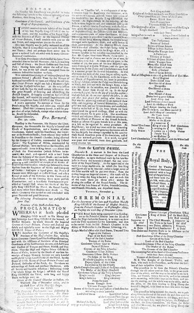 Anden side i Boston Evening Post, der annoncerer kong George II