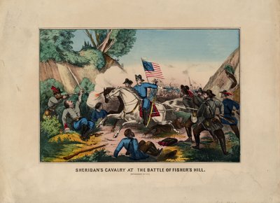 Sheridans kavaleri ved slaget ved Fishers Hill (Shenandoah Valley), pub. af Currier & Ives, ca. 1864 af American School