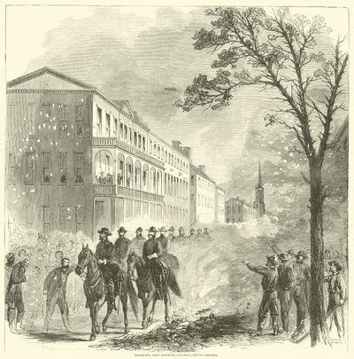 Shermans hær går ind i Columbia, South Carolina, februar 1865 af American School