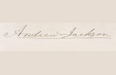 Signatur af Andrew Jackson af American School