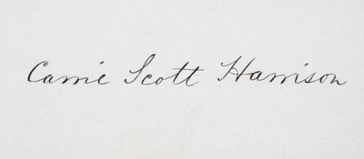 Underskrift af Caroline Lavinia Scott Harrison af American School
