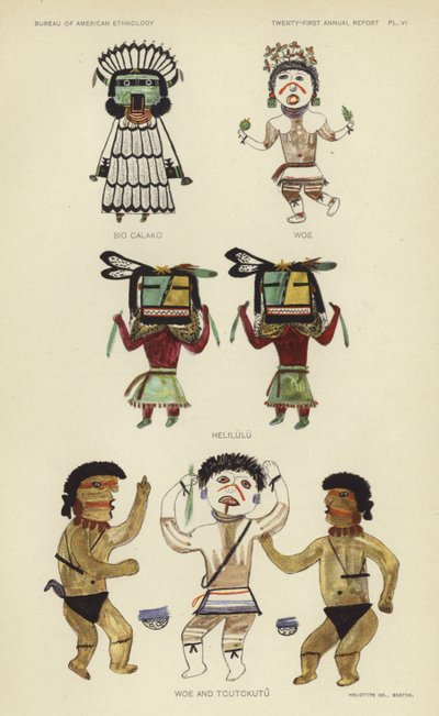 Sio Calako, Woe, Helilulu, Woe og Tcutckutu (farvelitografi) af American School