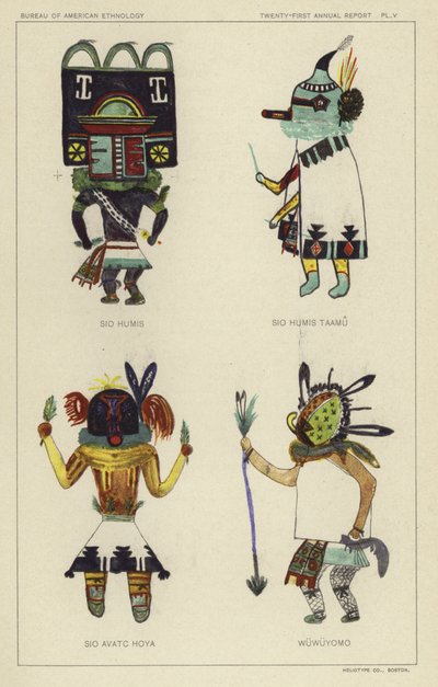 Sio Humis, Sio Humis Taamu, Sio Avatc Hoya, Wuwuyomo (farvelitografi) af American School