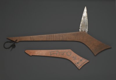 Sioux krigsklub, fra Fort Snelling, Minnesota (træ og metal) af American School