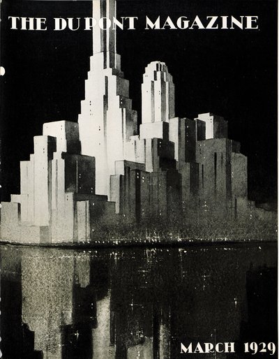 Skyskrabere, forside af DuPont Magazine, marts 1929 af American School