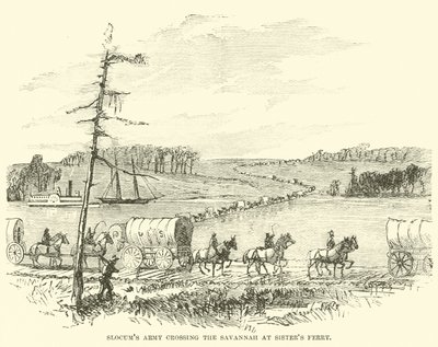 Slocums hær krydser Savannah ved Sisters Ferry, januar 1865 af American School