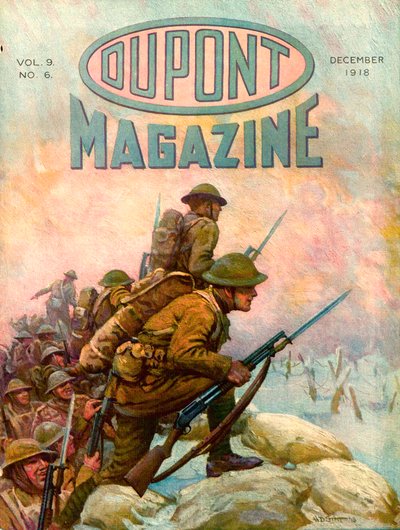 Soldiers in the Trenches, forside af DuPont Magazine, december 1918 af American School