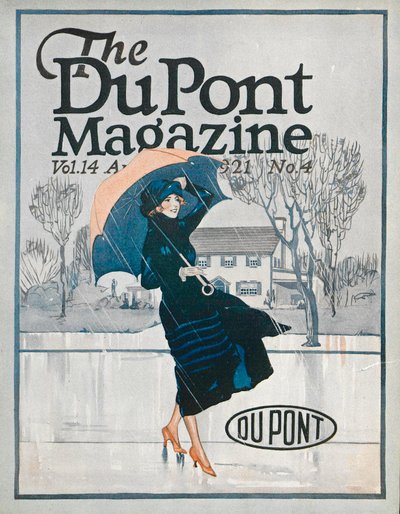 Noget nyt i sportstøj, forsiden af DuPont Magazine, april 1921 af American School