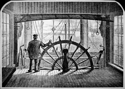 Dampskibspilot i styrehuset, ca. 1870 (gravering) af American School