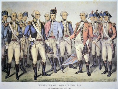 Overgivelse af Lord Cornwallis i Yorktown, Virginia af American School