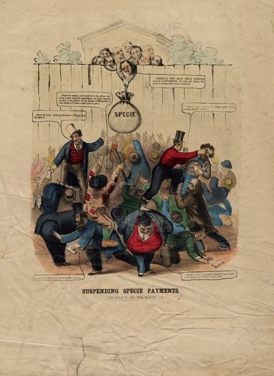 Suspendering af artsbetalinger, offentliggjort i Philadelphia, ca. 1857 af American School