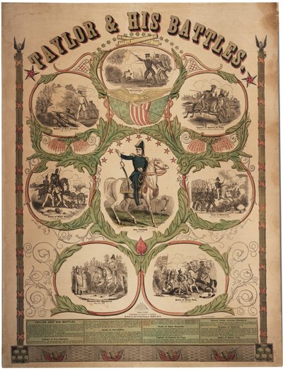 Taylor og hans kampe, trykt af Rufus Blanchard fra Cincinnati og udgivet af Ensign & Thayer, New York, 1847 af American School
