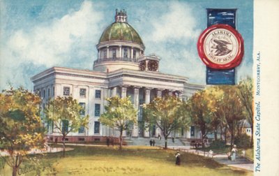 Alabama State Capitol, Montgomery, Alabama (farvelitografi) af American School