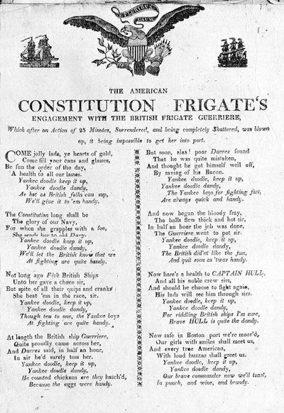 The American Constitution Fregates Engagement with the British Fregate Guerriere (print) af American School