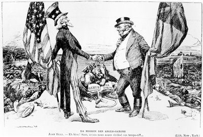 The Anglo-Saxons Mission, illustration fra Le Rire, 1899 af American School