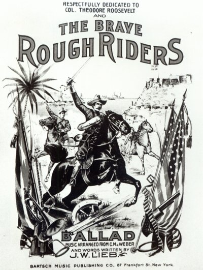 "The Brave Rough Riders", sangblad, trykt af Bartsch Music Publishing Co, New York af American School