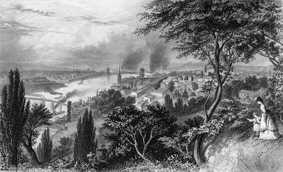 The City of Cincinnati, Ohio, fra Picturesque America bind II, trykt New York 1872 af American School