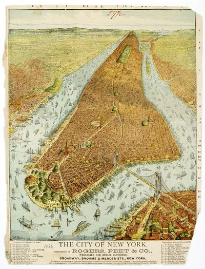 The City of New York, komplimenter fra Rogers, Peet & Co., Wholesale and Detail Clothiers, Broadway, Broome & Mercer Sts., NY. af American School