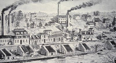 Du Pont Powder Plant, ved Brandywine River (linjegravering) af American School