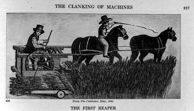The First Reaper, illustration fra The Cultivator, 1841, fra The Pageant of America, Vol.3, af Ralph Henry Gabriel, 1926 af American School
