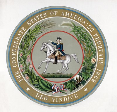 The Great Seal of The Confederate States of America: 22. februar 1862 - Deo Vindice, pub.1911 (farvelitografi) af American School