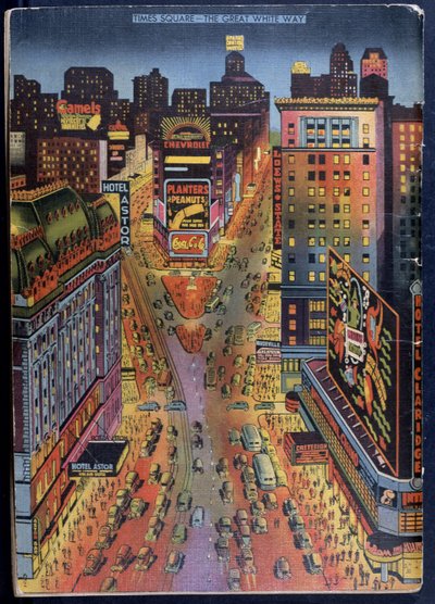 The Great White Way Times Square, New York City, illustration fra New York Illustrated, 1938 af American School