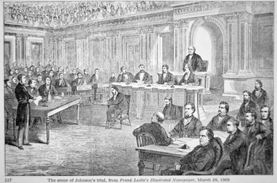 Impeachment of President Johnson i 1868, illustration fra 
