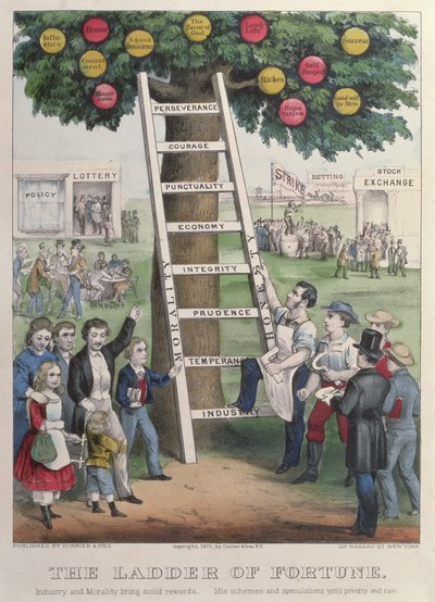 Lykkestigen, pub. af Currier and Ives, New York, 1875 af American School