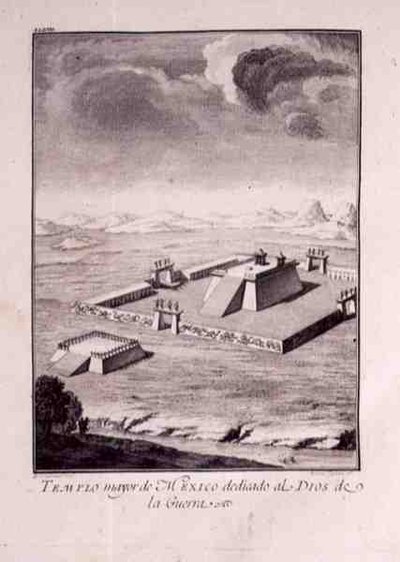 Mexicos hovedtempel, dedikeret til krigsguderne, fra Antonio de Solis y Rivadeneira Solis