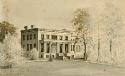 "The Mansion", Centre Hill, Petersburg, Virginia (akvarel på papir) af American School