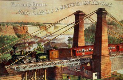 Den eneste rute via Niagara Falls og Suspension Bridge, 1876 af American School