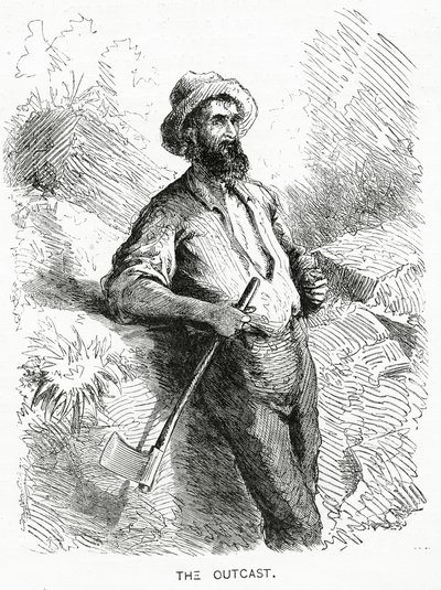 The Outcast, illustration til en spillefilm, A Community of Outcasts, fra Appletons Journal, 23. marts 1872 af American School