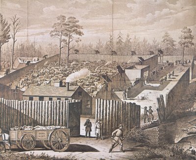 Krigsfangelejren i Andersonville (litografi) af American School