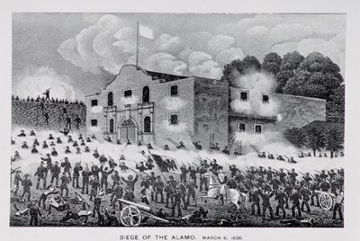 Belejringen af Alamo, 6. marts 1836, fra "Texas, an Epitome of Texas History, 1897", af William H. Brooker af American School