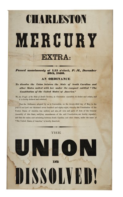 Unionen er opløst! (Charleston Mercury, ekstraudgave), 20. december 1860 af American School