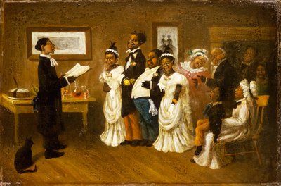 The Wedding, ca. 1850 (olie på lærred) af American School