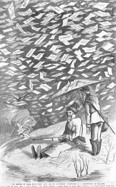 Vinteren af deres utilfredshed, Jeff og hans løjtnant overhalet i en snestorm af stemmesedler, ca. 1894 af American School