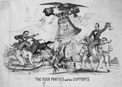 De fire partier og deres støtter, ca. 1860 af American School