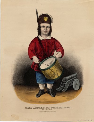 Den lille trommeslager dreng: rub-a-dub-dub, pub. af Currier & Ives, ca. 1860 af American School