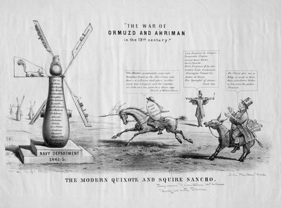 Den moderne Quixote og Squire Sancho, ca. 1866 af American School