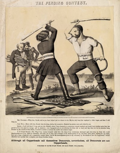 Den afventende konkurrence, udgivet af Oliver Evans Woods: Herline & Hensel Lith., Philadelphia, 1863 af American School