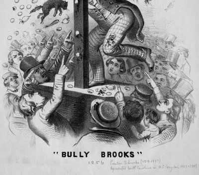 Den rigtige mand på det rigtige sted Bully Brooks, detalje, ca. 1856 af American School