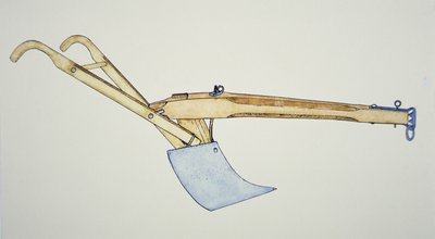 Den stålbladede plov (farve litho) af American School